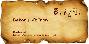 Bakony Áron névjegykártya