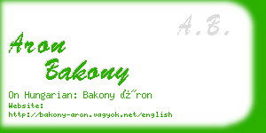 aron bakony business card